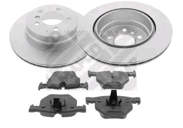 MAPCO 47988HPS: Kit de discos de freno y pastillas Eje trasero, Ø: 320mm, ventilado, Chapa antichirridos