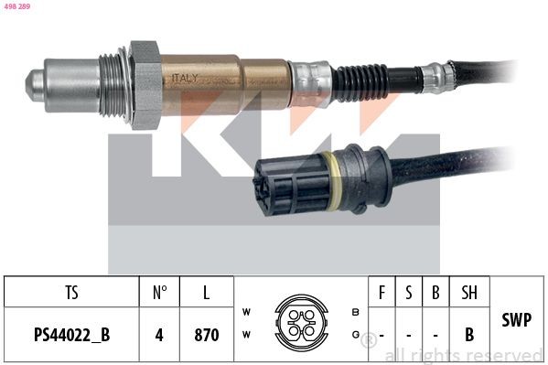 KW 498 289: Lambdasonde Made in Italy - OE Equivalent