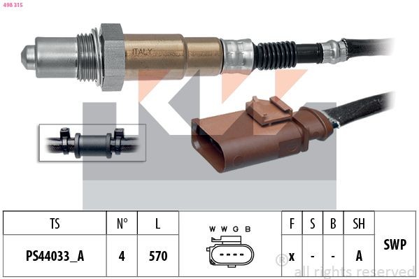 KW 498 315: Lambdasond med fästmaterial, Made in Italy - OE Equivalent
