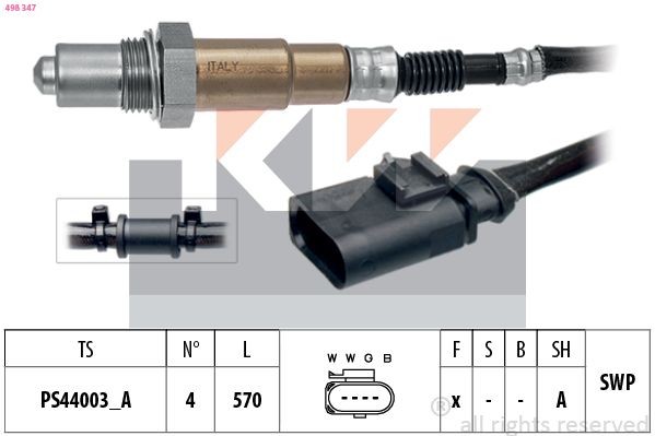 KW 498 347: Lambdasond med fästmaterial, Made in Italy - OE Equivalent