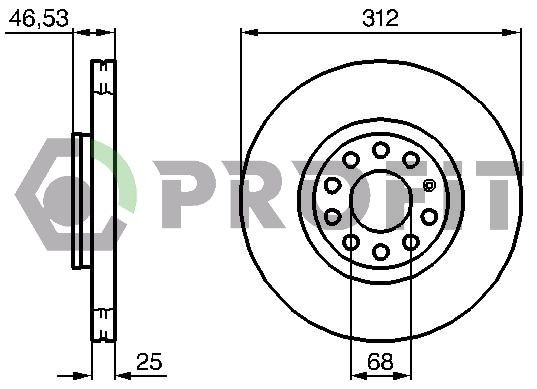 PROFIT 5010-1707: Piduriketas Esisild, Ø: 312mm, õhutusega, Ø: 312mm