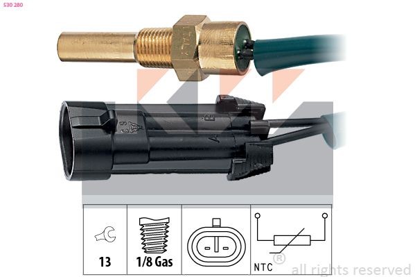 KW 530 280: Andur, Jahutusvedeliku temp. 1/8 Gas, Made in Italy - OE Equivalent