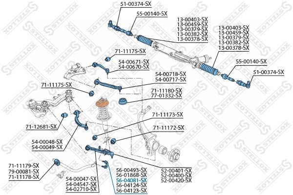 STELLOX 56-04081-SX: Silent bloc de barre stabilisatrice Essieu avant droit, avec support