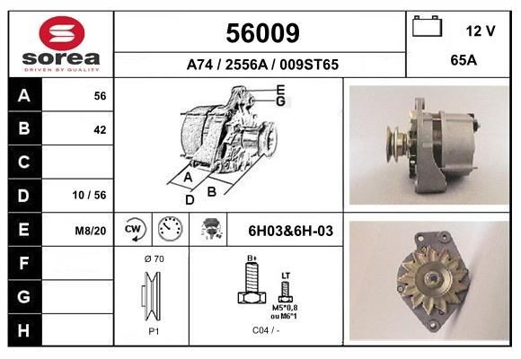 EAI 56009: Alternator 65A, cu regulator integrat