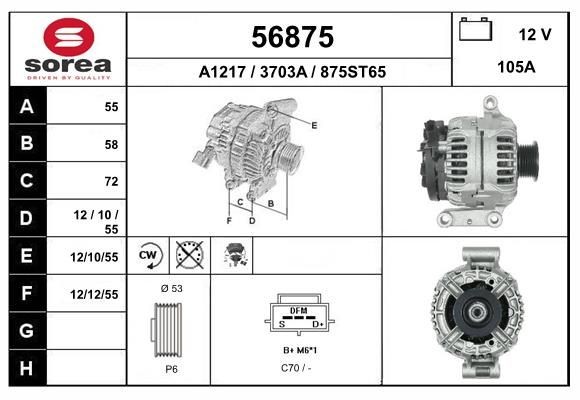 EAI 56875: Alternator 105A, cu regulator integrat
