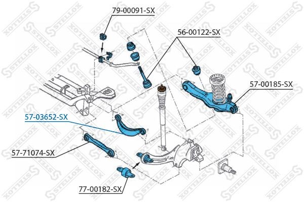 STELLOX 57-03652-SX: Носач, окачване на колелата на задната ос отляво, на задната ос отдясно