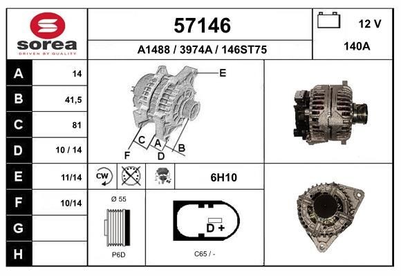 EAI 57146: Lichtmaschine 140A, mit integriertem Regler