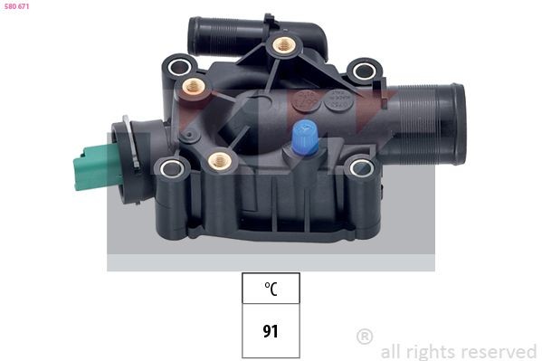 KW 580 671: Termostat, lichid racire 91°C, cu etansare, Made in Italy - OE Equivalent