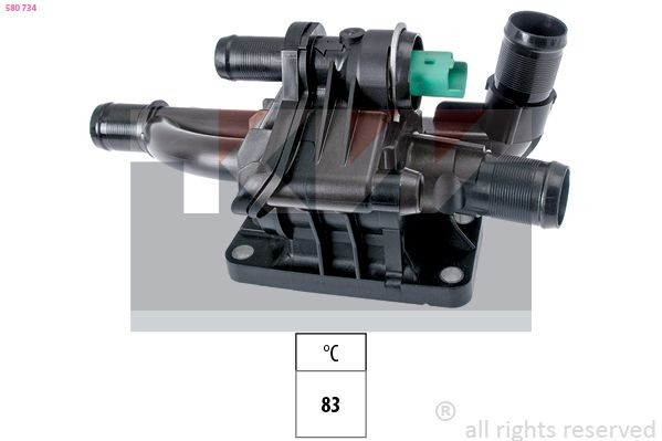 KW 580 734: Termostat, lichid racire 83°C, cu etansare, Made in Italy - OE Equivalent