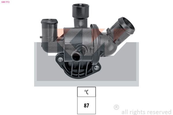 KW 580 772: Termostat, lichid racire 87°C, cu etansare, Made in Italy - OE Equivalent