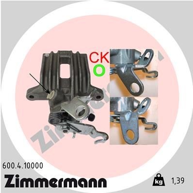 ZIMMERMANN 600.4.10000: Bremžu suports Aizm. tilts labajā pusē, bez kronšteina