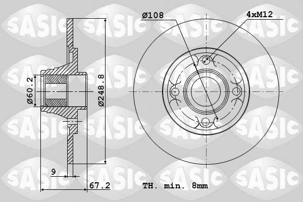 SASIC 6100005: Piduriketas Tagasild, Ø: 249mm, täis, Ø: 249mm