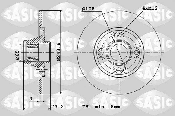 SASIC 6100007: Piduriketas Tagasild, Ø: 249mm, täis, Ø: 249mm