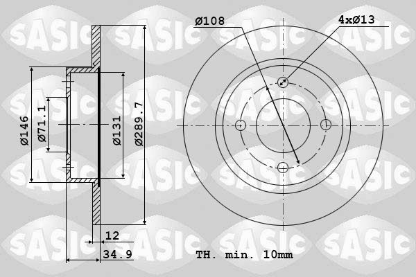 SASIC 6100029: Piduriketas Tagasild, Ø: 290mm, täis, Ø: 290mm