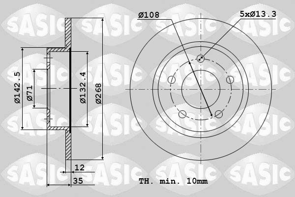 SASIC 6100033: Piduriketas Tagasild, Ø: 268mm, täis, Ø: 268mm
