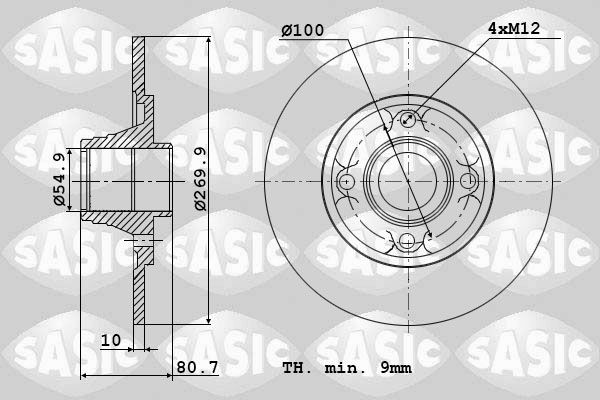 SASIC 6104012: Piduriketas Tagasild, Ø: 270mm, täis, Ø: 270mm