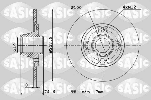 SASIC 6104015: Piduriketas Tagasild, Ø: 238mm, täis, Ø: 238mm