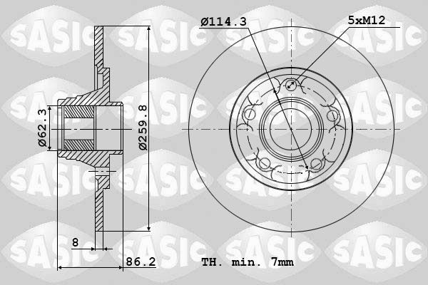 SASIC 6104035: Piduriketas Tagasild, Ø: 260mm, täis, Ø: 260mm