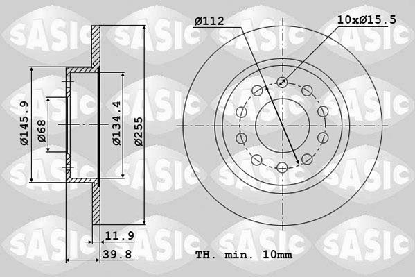 SASIC 6106039: Piduriketas Tagasild, Ø: 255mm, täis, Ø: 255mm
