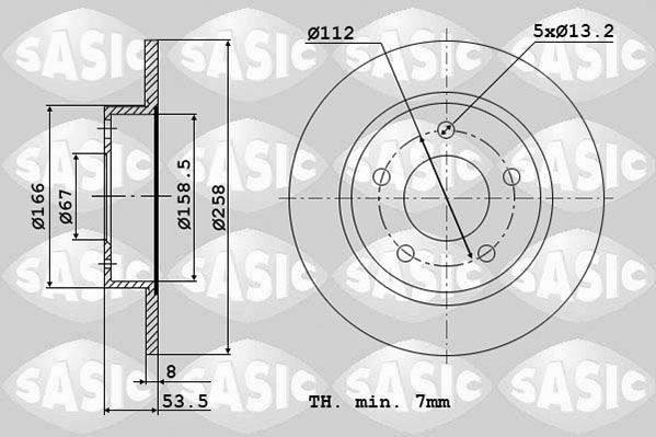 SASIC 6106050: Piduriketas Tagasild, Ø: 258mm, täis, Ø: 258mm