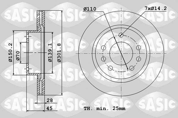 SASIC 6106094: Piduriketas Esisild, Ø: 302mm, õhutusega, Ø: 302mm