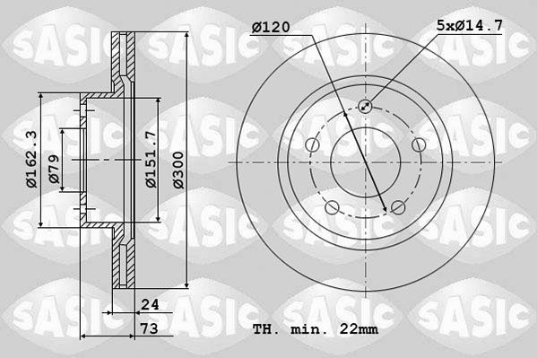 SASIC 6106100: Piduriketas Esisild, Ø: 300mm, õhutusega, Ø: 300mm