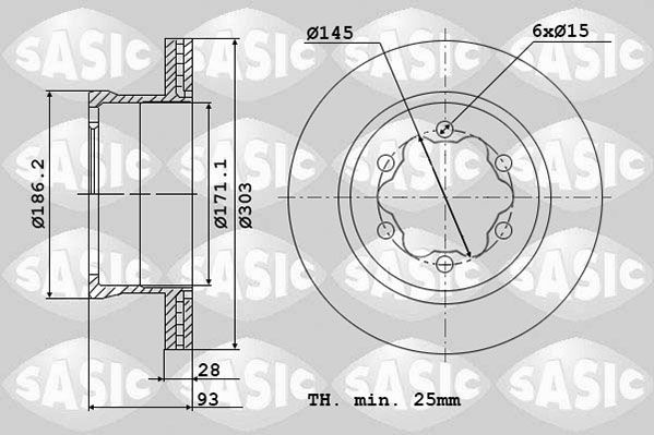 SASIC 6106103: Piduriketas Tagasild, Ø: 303mm, õhutusega, Ø: 303mm