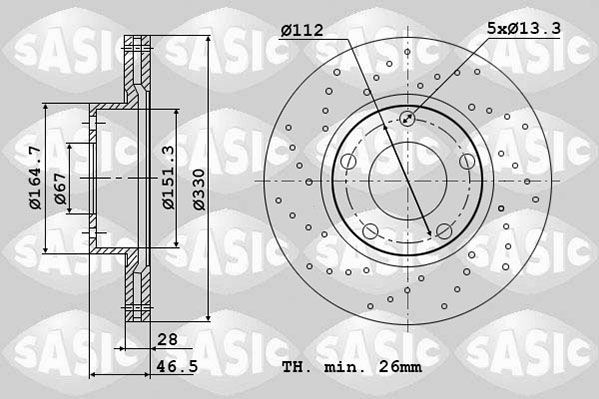 SASIC 6106105: Piduriketas Esisild, Ø: 330mm, õhutusega, Ø: 330mm