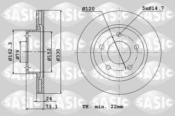 SASIC 6106138: Piduriketas Esisild, Ø: 330mm, õhutusega, Ø: 330mm