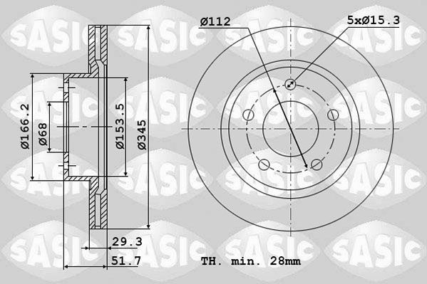 SASIC 6106190: Piduriketas Esisild, Ø: 345mm, õhutusega, Ø: 345mm