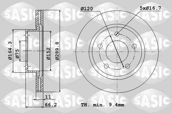 SASIC 6106191: Piduriketas Tagasild, Ø: 290mm, täis, Ø: 290mm