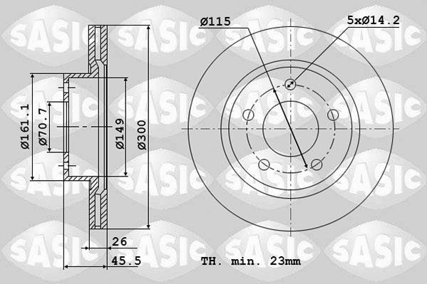SASIC 6106205: Piduriketas Esisild, Ø: 300mm, õhutusega, Ø: 300mm