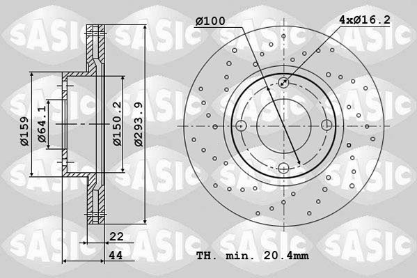 SASIC 6106247: Piduriketas Esisild, Ø: 294mm, õhutusega, Ø: 294mm