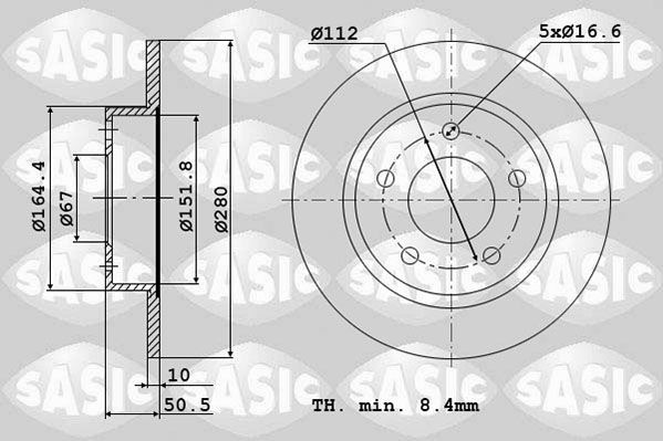 SASIC 6106312: Piduriketas Tagasild, Ø: 280mm, täis, Ø: 280mm