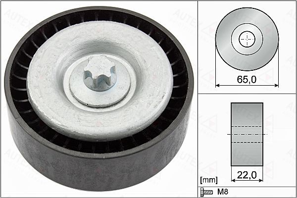 AUTEX 655115: Polea inversión / guía, correa poli V Ø: 65mm
