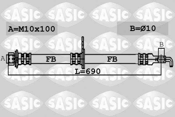 SASIC 6606112: Pidurivoolik esisild paremal, 690mm