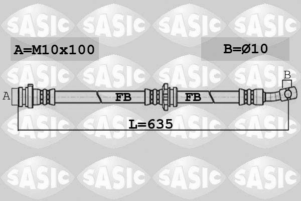 SASIC 6606153: Pidurivoolik esisild vasakul, 635mm