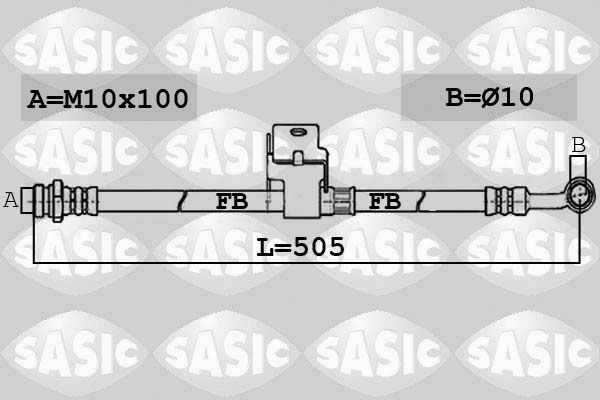 SASIC 6606165: Pidurivoolik Tagasild vasakul, 505mm