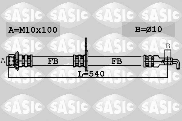 SASIC 6606185: Pidurivoolik esisild vasakul, 540mm