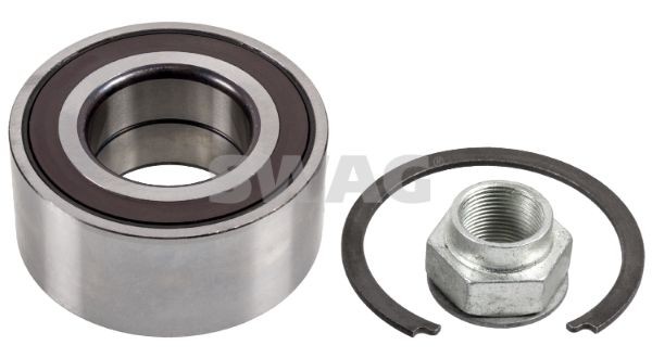 SWAG 70 93 6824: Set rulment roata Axa fata stanga, Axa fata dreapta, cu piuliță ax, cu senzor magnetic inelar integrat, cu senzor ABS, cu inel siguranta