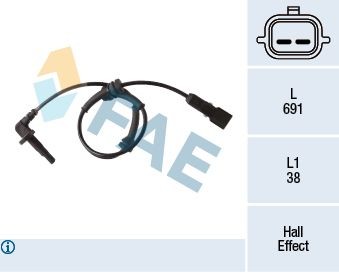 FAE 78273: Sensor ABS con cable