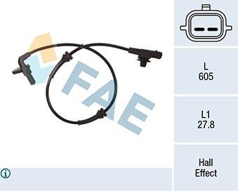 FAE 78275: Capteur ABS avec câble