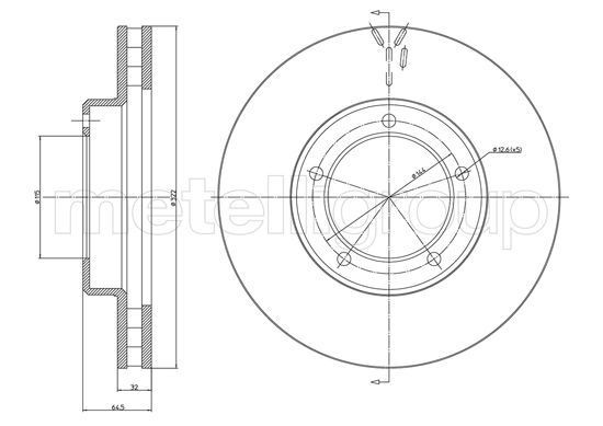 CIFAM 800-1712C: Piduriketas Ø: 321,8mm, õhutusega, Ø: 321,8mm, värvitud