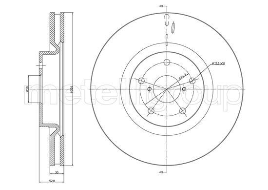 CIFAM 800-1746C: Disc de frână Ř: 326,0mm, ventilat, Ř: 326,0mm, lacuit