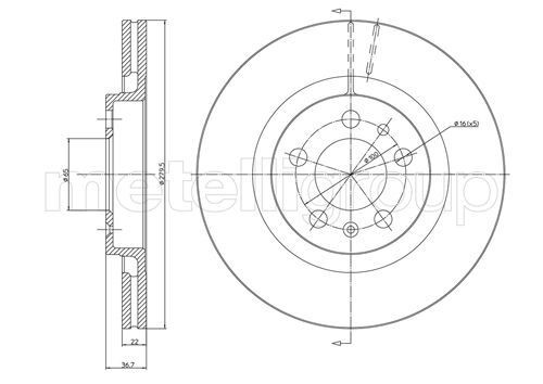 CIFAM 800-391C: Piduriketas Ø: 279,5mm, õhutusega, Ø: 279,5mm, värvitud