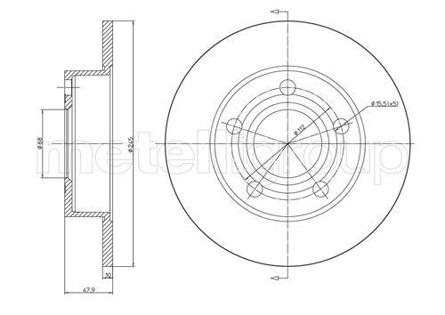 CIFAM 800-531C: Piduriketas Ø: 245,0mm, täis, Ø: 245,0mm, värvitud