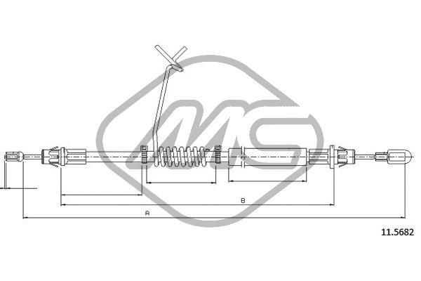 Metalcaucho 81857: Cablu, frana de parcare dreapta, 994/769mm, 994/769mm