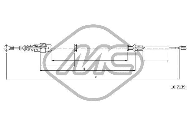 Metalcaucho 83251: Cablu, frana de parcare dreapta, 1640/1043mm, 1640/1043mm