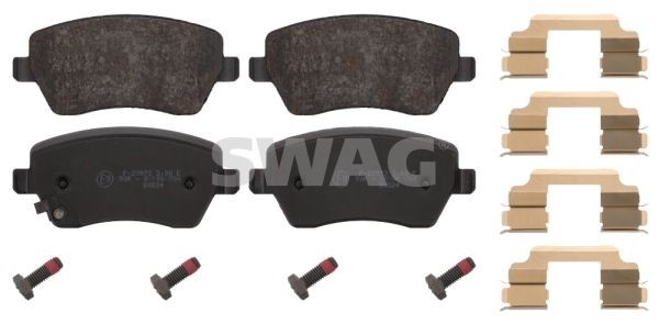 SWAG 84 91 6649: Plăcuțe de frână punte fata, cu material de prindere
