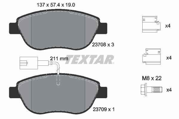 TEXTAR 89016300: Pidurikomplekt, ketaspidur CERA TEC Ø: 284mm, sisemine õhutus